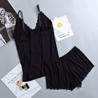 New Lace Sleep Lounge Pajama Set Sexy Rib Elastic Cozy Sleepwear Women Summer Pyjama Femme Fashion Solid Color Pajamas for Women
New Lace Sleep Lounge Pajama Set Sexy Rib Elastic Cozy Sleepwear Women Summer Pyjama Femme Fashion Solid Color Pajamas for Women