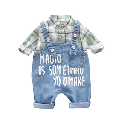 New Autumn Baby Boy Clothes 0-3T Shirt Denim Bib Pants 2pcs Boy Set Fashion Cotton Letter Printing Plaid Pattern Childrens Set
New Autumn Baby Boy Clothes 0-3T Shirt Denim Bib Pants 2pcs Boy Set Fashion Cotton Letter Printing Plaid Pattern Childrens Set