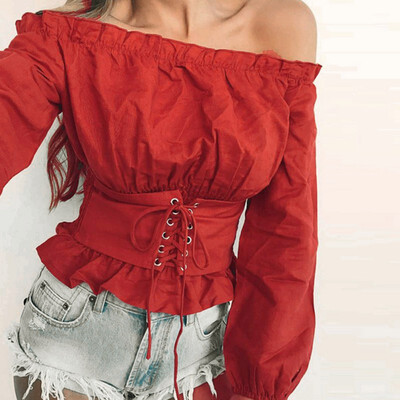 t shirt women Off Shoulder Sexy Ruffled One Word Collar Lace-Up Solid Color Long Sleeve Summer Casual t shirt women
t shirt women Off Shoulder Sexy Ruffled One Word Collar Lace-Up Solid Color Long Sleeve Summer Casual t shirt women