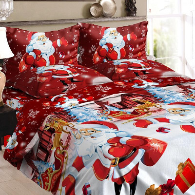 Christmas Santa Bedding Set 3D Printed Duvet Cover 2pcs Pillowcases Bed Sheet Set King Size