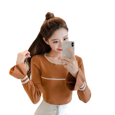 Women Casual Striped Print Round Neck Slim Stretch Long Flare Sleeve Bottoming Pullpvers Tops Autumn Versatile Loose Tops Female
Women Casual Striped Print Round Neck Slim Stretch Long Flare Sleeve Bottoming Pullpvers Tops Autumn Versatile Loose Tops Female