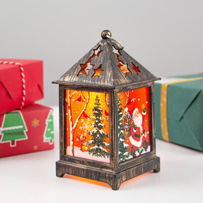 

Christmas Decorative Lamp Vintage Hollow Out Hanging Lantern Desktop Night Light For Xmas Decor