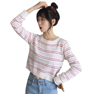Casual Striped Knitting T Shirt Women Long Sleeve Road Navel O Neck Top Tops Short T-shirt
Casual Striped Knitting T Shirt Women Long Sleeve Road Navel O Neck Top Tops Short T-shirt