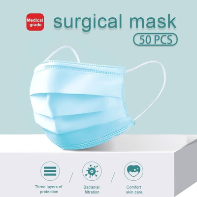 50Pcs Anti Influenza Virus Breathing Safety Face Mouth Masks Anti-Dust 3 Layer Disposable Surgical Medical Earloops Masks
50Pcs Anti Influenza Virus Breathing Safety Face Mouth Masks Anti-Dust 3 Layer Disposable Surgical Medical Earloops Masks