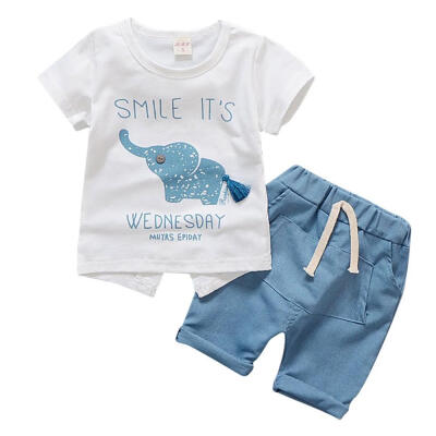 Summer Childrens Short Sleeved Cartoon Elephant O Neck Tops TeeT-shirt Shorts Two Piece Unisex Kids Clothing
Summer Childrens Short Sleeved Cartoon Elephant O Neck Tops TeeT-shirt Shorts Two Piece Unisex Kids Clothing