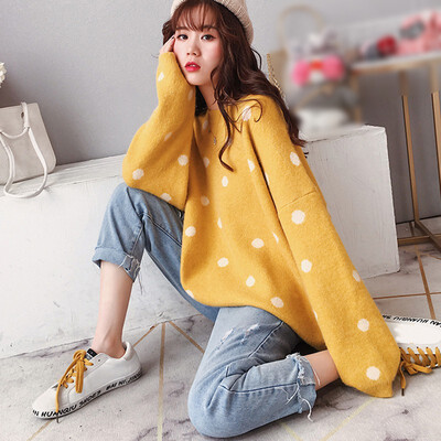 Korean Sweet Women Knitting Sweater Polka Dot O-Neck Yellow Pullover Warm Autumn Long Sleeve Kawaii Jumper Loose Streetwear
Korean Sweet Women Knitting Sweater Polka Dot O-Neck Yellow Pullover Warm Autumn Long Sleeve Kawaii Jumper Loose Streetwear