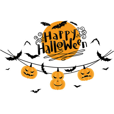 Happy Halloween Wall Decals Pumpkins Spooky Cemetery Witch&Bats Tomb Wall Stickers for Halloween Decoration
Happy Halloween Wall Decals Pumpkins Spooky Cemetery Witch&Bats Tomb Wall Stickers for Halloween Decoration