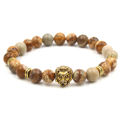 8 mm Gold Lion Head Sandstone Energy Yoga Reiki Bracelet Hand Cord Elastic Bracelet Unisex Pair Jewellery
8 mm Gold Lion Head Sandstone Energy Yoga Reiki Bracelet Hand Cord Elastic Bracelet Unisex Pair Jewellery