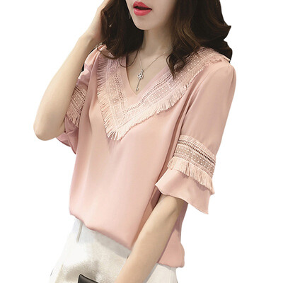 Plus Size Women Blouse&Tops Summer Top Casual Loose Half Sleeve Solid Lace V-neck Chiffon Blouses Female Shirts Blusa
Plus Size Women Blouse&Tops Summer Top Casual Loose Half Sleeve Solid Lace V-neck Chiffon Blouses Female Shirts Blusa