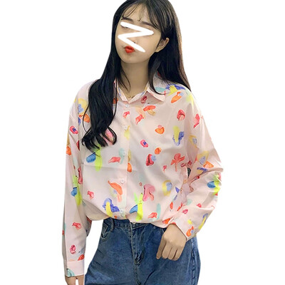 Women Loose Lapel Shirt Casual Blouses Fashion Printed Long-sleeved Shirt Female Blosues
Women Loose Lapel Shirt Casual Blouses Fashion Printed Long-sleeved Shirt Female Blosues