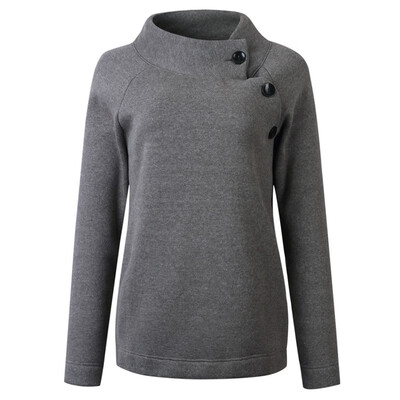 Women Fashion Button Sweatshirt Turtleneck Long-sleeve Solid Color Sweatshirt Pullover Autumn Winter Clothes New
Women Fashion Button Sweatshirt Turtleneck Long-sleeve Solid Color Sweatshirt Pullover Autumn Winter Clothes New