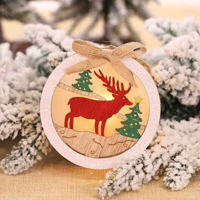 Siaonvr Christmas Wooden Glowing Five-pointed Star Santa Snowman Deer Scene Decoration Gift
