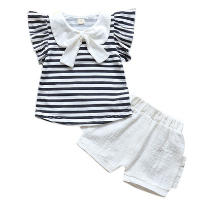 Summer Baby Girls Casual Flare Sleeve Stripe Print Bow T-shirt TopsShorts Suits Costume Set
Summer Baby Girls Casual Flare Sleeve Stripe Print Bow T-shirt TopsShorts Suits Costume Set