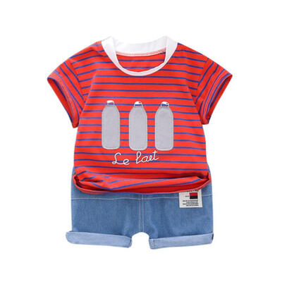 Summer Kids Boys Short Sleeve Stripe Letter Print T-shirtDenim Shorts Children Casual Outfits Sets 6M-4T
Summer Kids Boys Short Sleeve Stripe Letter Print T-shirtDenim Shorts Children Casual Outfits Sets 6M-4T