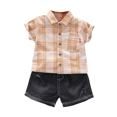 Fashion Summer Children Boys Cotton Plaid Printed Short Sleeve Shirt Blouse Shorts Casual Outfits Clothes 2pcsSets
Fashion Summer Children Boys Cotton Plaid Printed Short Sleeve Shirt Blouse Shorts Casual Outfits Clothes 2pcsSets