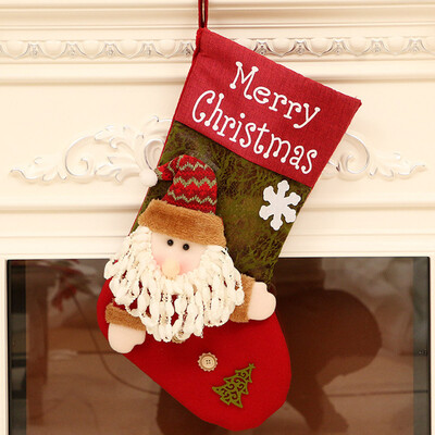 Siaonvr 45x29cm Chrismas Santa Claus Socks Candy Bag Santa Claus Snowman Socks Gifts Bag