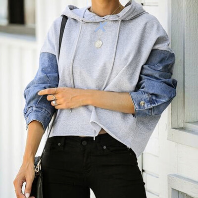 Tailored Womens Cowboy Denim Patchwork Hooded Hoodies Sweatshirt Jumper Pullover Blouse
Tailored Womens Cowboy Denim Patchwork Hooded Hoodies Sweatshirt Jumper Pullover Blouse