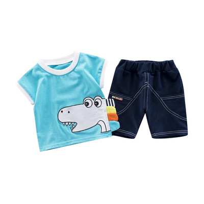 Summer Baby Boys Short Sleeve Cartoon Dinosaur Print Tops T-shirt Denim Shorts Toddler Casual Outfits Sets 
Summer Baby Boys Short Sleeve Cartoon Dinosaur Print Tops T-shirt Denim Shorts Toddler Casual Outfits Sets