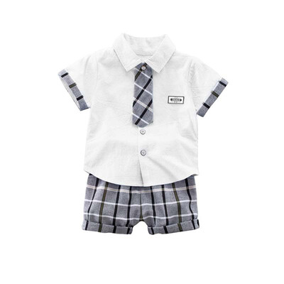 2019 New childrens suit baby boys clothes with tie short-sleeved shirt short sleeveplaid shorts 2pcs
2019 New childrens suit baby boys clothes with tie short-sleeved shirt short sleeveplaid shorts 2pcs