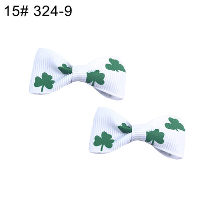 12Pcs Lovely Saint Patricks Day Shamrock Girls Hair Clip Bow Hairpin Headwear