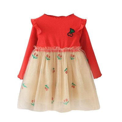 Spring Autumn New Infant Baby Girls Cotton Mesh Long Sleeve Dress Cute Cherry Pattern Solid Color Patchwork Comfortable Dress
Spring Autumn New Infant Baby Girls Cotton Mesh Long Sleeve Dress Cute Cherry Pattern Solid Color Patchwork Comfortable Dress