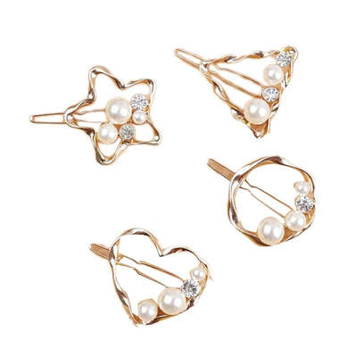 4pcs Women Hair Clips Geometric Hair Clips Imitiation Pearl Hairpins Rhinestone Hair Barrettes
4pcs Women Hair Clips Geometric Hair Clips Imitiation Pearl Hairpins Rhinestone Hair Barrettes