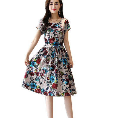 Floral Printed Casual Dress Women Lace Up A-Line Summer Dresses O-Neck Short Sleeve Knee-Length Dress 2019 Women New Fashion
Floral Printed Casual Dress Women Lace Up A-Line Summer Dresses O-Neck Short Sleeve Knee-Length Dress 2019 Women New Fashion