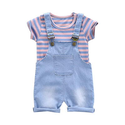 Summer Baby Clothes Baby Boys Girls Short Sleeve Striped Print Tops Blouse ShirtDenim Strap Shorts Casual Outfits Sets
Summer Baby Clothes Baby Boys Girls Short Sleeve Striped Print Tops Blouse ShirtDenim Strap Shorts Casual Outfits Sets