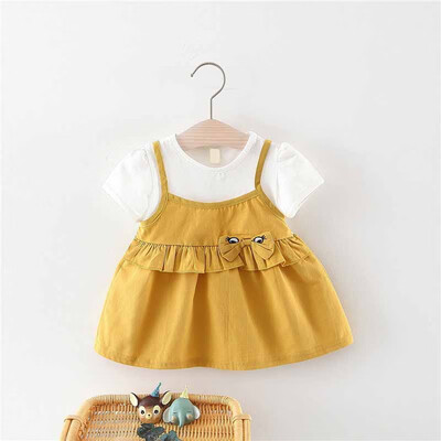 Children Dresses Kids Girl Short Sleeve Cartoon Embroidery Cotton Dress Baby Girl Summer Cute Dresses