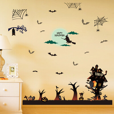 Happy Halloween Wall Decals Pumpkins Spooky Cemetery Witch&Bats Tomb Wall Stickers for Halloween Decoration
Happy Halloween Wall Decals Pumpkins Spooky Cemetery Witch&Bats Tomb Wall Stickers for Halloween Decoration