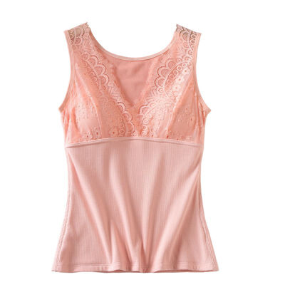 Fashion Ladies Solid Color Lace Stitching V-Neck Plus Velvet Warm Vest Women Tops Autumn Winter Chest Pad Vest Camis Female
Fashion Ladies Solid Color Lace Stitching V-Neck Plus Velvet Warm Vest Women Tops Autumn Winter Chest Pad Vest Camis Female