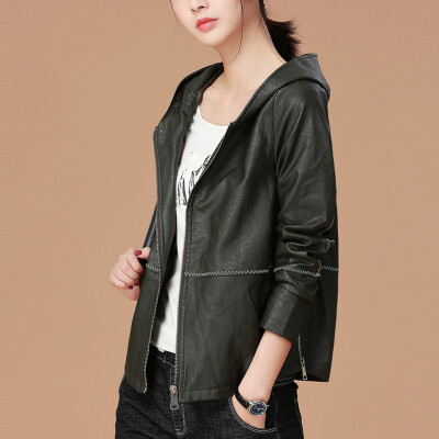 City plus CITYPLUS 2017 autumn and winter new style women's clothing wild loose leisure PU leather clothing letters embroidery hooded short jacket CWWT179564 dark green
City plus CITYPLUS 2017 autumn and winter new style women's clothing wild loose leisure PU leather clothing letters embroidery hooded short jacket CWWT179564 dark green