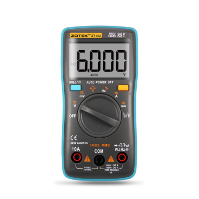 Auto Digital Multimeter 6000 Counts Backlight AC/DC Transform Ohm Ammeter Resistance Capacitance Temperature Tester Meter ZT102
Auto Digital Multimeter 6000 Counts Backlight AC/DC Transform Ohm Ammeter Resistance Capacitance Temperature Tester Meter ZT102