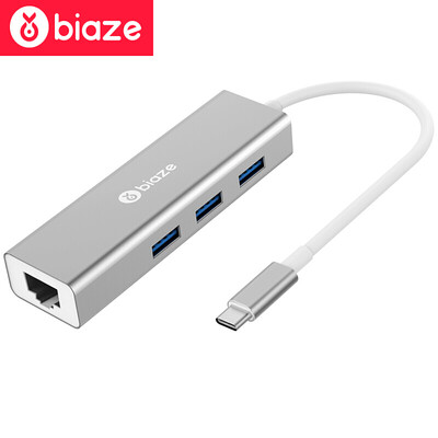 Biya Zi (BIAZE) Type-C to USB splitter HUB hub USB-C to Gigabit Ethernet Apple notebook converter ZH19 metal silver
Biya Zi (BIAZE) Type-C to USB splitter HUB hub USB-C to Gigabit Ethernet Apple notebook converter ZH19 metal silver
