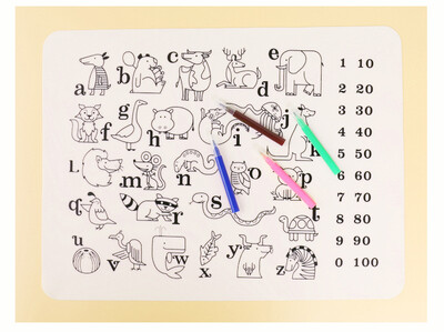 Kids Scarwl Washable Silicone Coloring Placemat with 12 Water-soluble pens Alphabet Animals
Kids Scarwl Washable Silicone Coloring Placemat with 12 Water-soluble pens Alphabet Animals
