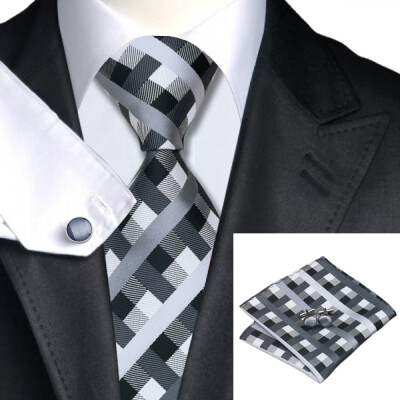 N-0577 Vogue Men Silk Tie Set Black Plaids Necktie Handkerchief Cufflinks Set Ties For Men Formal Wedding Business wholesale
N-0577 Vogue Men Silk Tie Set Black Plaids Necktie Handkerchief Cufflinks Set Ties For Men Formal Wedding Business wholesale