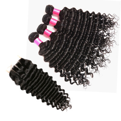 BHF hair Virgin Peruvian Hair With Closure Deep Curly Lace Middle Part 4 Bundles With Closure
BHF hair Virgin Peruvian Hair With Closure Deep Curly Lace Middle Part 4 Bundles With Closure
