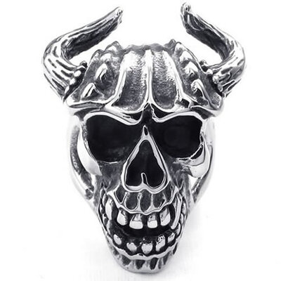 Hpolw Mens silver&black Stainless Steel casting Elegant personality Skull Ox horn deft design Ring
Hpolw Mens silver&black Stainless Steel casting Elegant personality Skull Ox horn deft design Ring