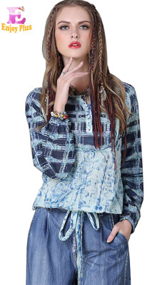 L High Quality chest 88-92cm vintage cotton new autumn 2017 blue plaid long sleeve blouse women casual with bow loose lady
L High Quality chest 88-92cm vintage cotton new autumn 2017 blue plaid long sleeve blouse women casual with bow loose lady