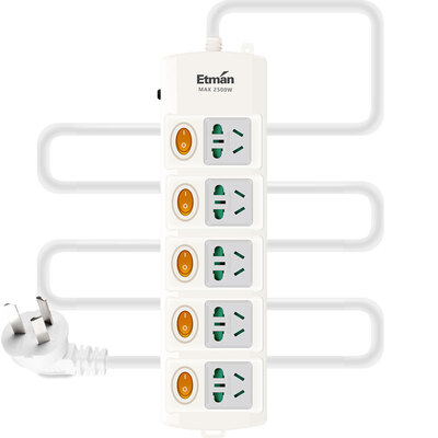 Eastman Etman five sub-control 3 m 5 independent switch socket overload protection plug home wiring board
Eastman Etman five sub-control 3 m 5 independent switch socket overload protection plug home wiring board