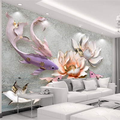 Photo Wallpaper 3D Stereo Relief Lotus Fish Mural Living Room Study High Quality Interior Home Decor Wall Papers Papel De Parede
Photo Wallpaper 3D Stereo Relief Lotus Fish Mural Living Room Study High Quality Interior Home Decor Wall Papers Papel De Parede