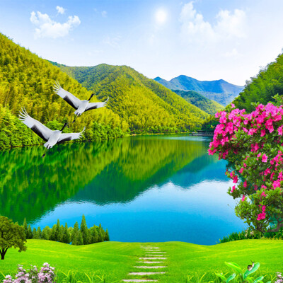 Custom 3D Photo Mural Wallpaper Chinese Style Natural Landscape Green Mountains Forest Lake Crane Wall Mural Paper For Bedroom
Custom 3D Photo Mural Wallpaper Chinese Style Natural Landscape Green Mountains Forest Lake Crane Wall Mural Paper For Bedroom