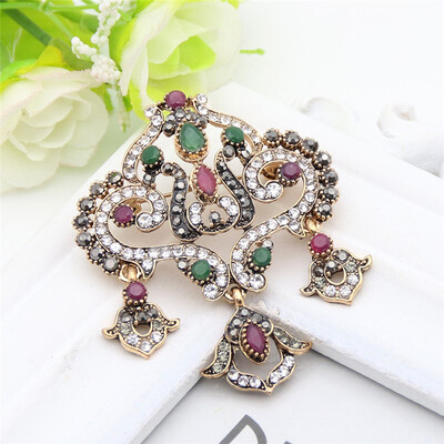 Women Best Gift Antique Gold Color Colorful Crystal Brooch Turkish Drop Pendant Hollow Broches Brooches Ladies Lapel Hijab Pins
Women Best Gift Antique Gold Color Colorful Crystal Brooch Turkish Drop Pendant Hollow Broches Brooches Ladies Lapel Hijab Pins