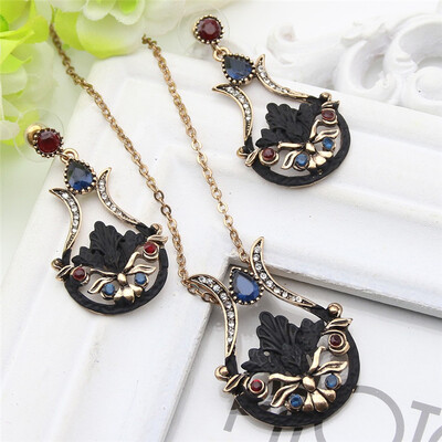Vintage Turkish Women Flower Dangle Earrings Love Necklace Jewelry Sets Hollow Black Paint Antique Gold Resin Ethnic Bijoux
Vintage Turkish Women Flower Dangle Earrings Love Necklace Jewelry Sets Hollow Black Paint Antique Gold Resin Ethnic Bijoux