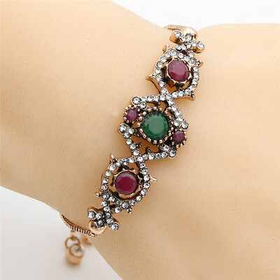Fashion Ehnic Turkish Women Resin Slide Bracelet Antique Gold Color Hollow Geometric Type Chain Bracelet Bridal Wedding Jewelry 
Fashion Ehnic Turkish Women Resin Slide Bracelet Antique Gold Color Hollow Geometric Type Chain Bracelet Bridal Wedding Jewelry