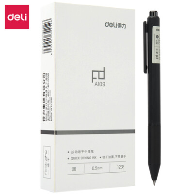 Deli deli quick-drying 05mm press gel pen student bullet pen pen pen black 12 A109