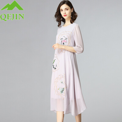 2018 summer silk dresses women elegant silk oraganza embroidery floral casual dresses long beach elegant O- neck half sleeve
2018 summer silk dresses women elegant silk oraganza embroidery floral casual dresses long beach elegant O- neck half sleeve