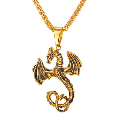 U7 Punk Dragon Pendant Necklace 2016 New Fashion Gold Plated Stainless Steel 22" Chain Myth Statement Necklace Men Jewelry
U7 Punk Dragon Pendant Necklace 2016 New Fashion Gold Plated Stainless Steel 22" Chain Myth Statement Necklace Men Jewelry