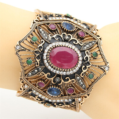 New Turkish Women Adjustable Cuff Resin Flower Bangle Bracelet Antique Gold Color Arab Pulseiras Feminino Bride Jewelry Bangles 
New Turkish Women Adjustable Cuff Resin Flower Bangle Bracelet Antique Gold Color Arab Pulseiras Feminino Bride Jewelry Bangles