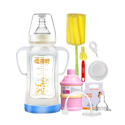 IVORY Bottle wide-bodied with protective cover glass baby bottle bottle set 240ml with cross nipple JDT-02
IVORY Bottle wide-bodied with protective cover glass baby bottle bottle set 240ml with cross nipple JDT-02